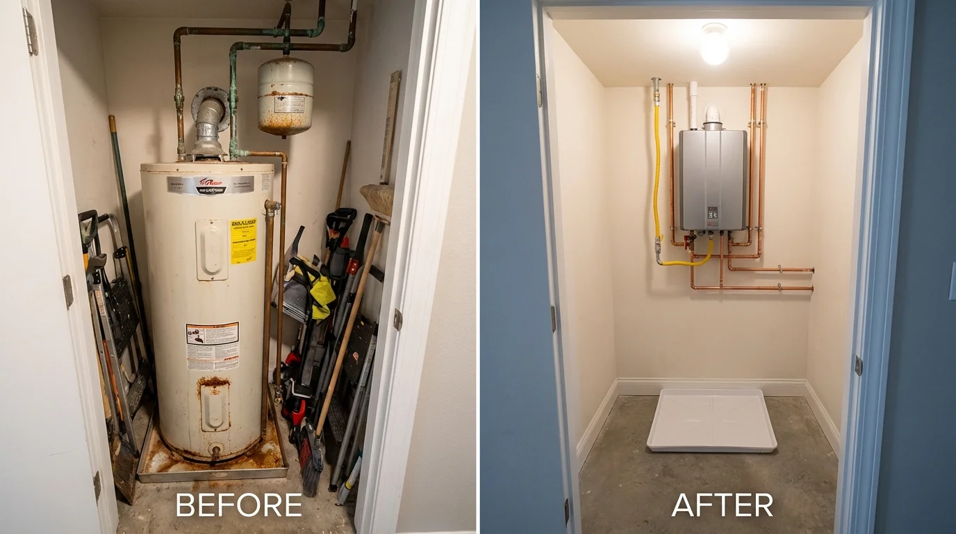 Tank water heater versus wall-mounted tankless unit comparison for Lawton, MI homeowners