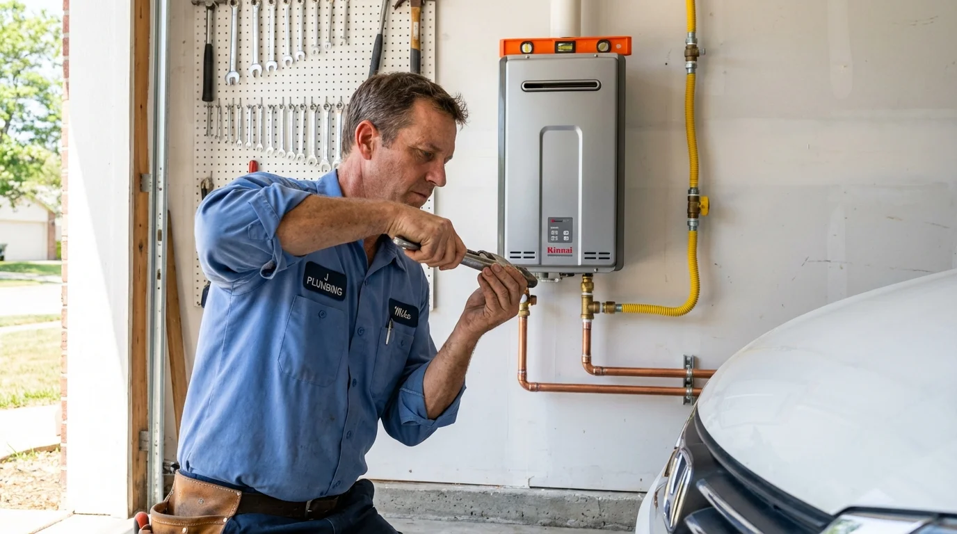 Tankless water heater installation by a Johns Plumbing LLC plumber in Lawton